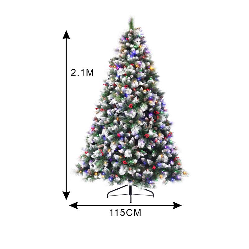 Eco-friendly Flame-retardant Christmas Tree with Red Berries and White Greenery