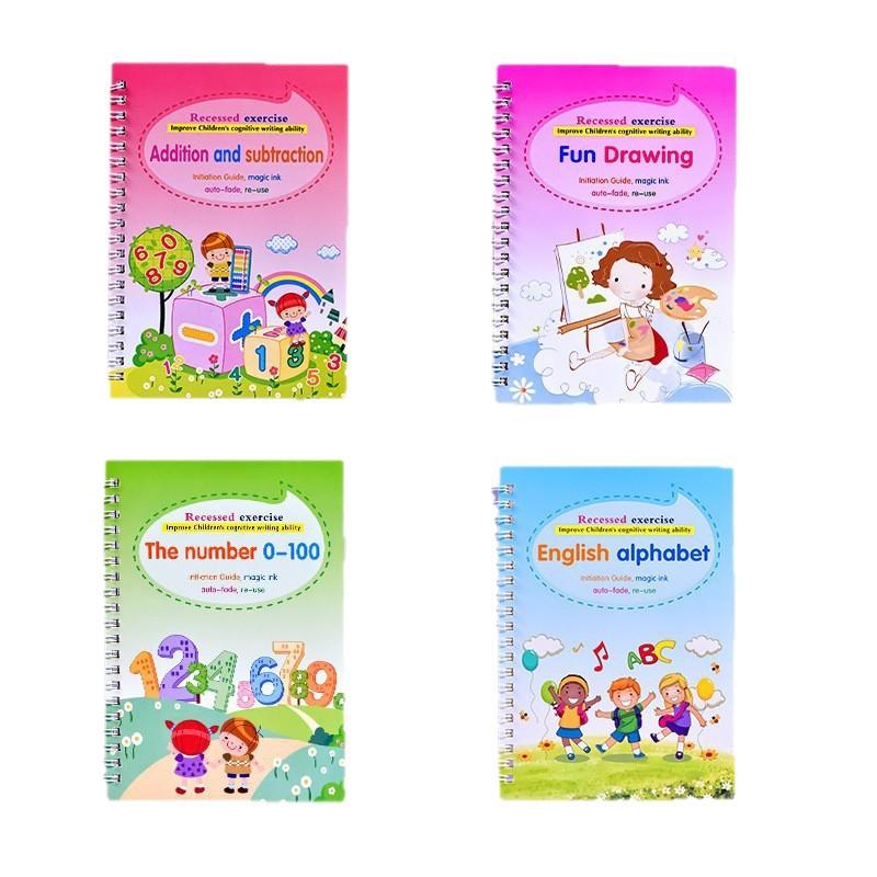 Kids Grooved Handwriting Practice Book English Early Education Fun Drawing Training Workbook