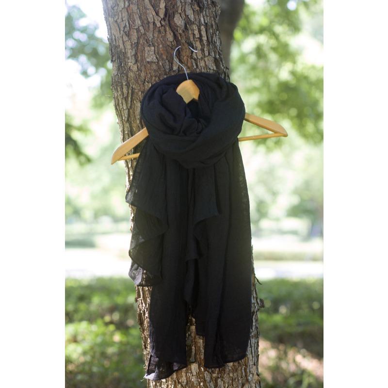 Linen Cotton Bamboo Joint Plain Scarf Solid Color Japanese Literary Women'S Yarn Oversized Warm Scarf