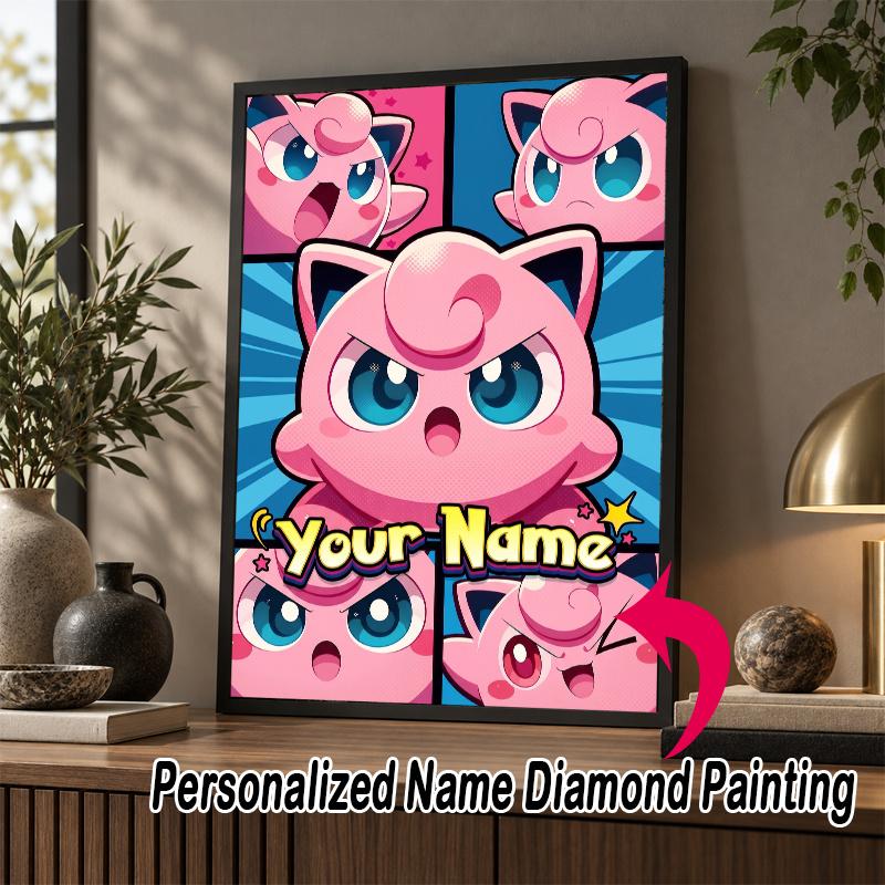 Personalized Jigglypuff Diamond Art Custom Name 5D Diamond Painting Full Drill DIY Craft