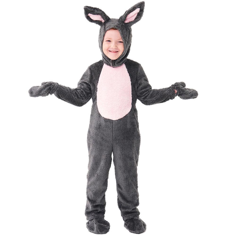 Children's Gray Plush Rabbit Halloween Costume Onesie Pajamas