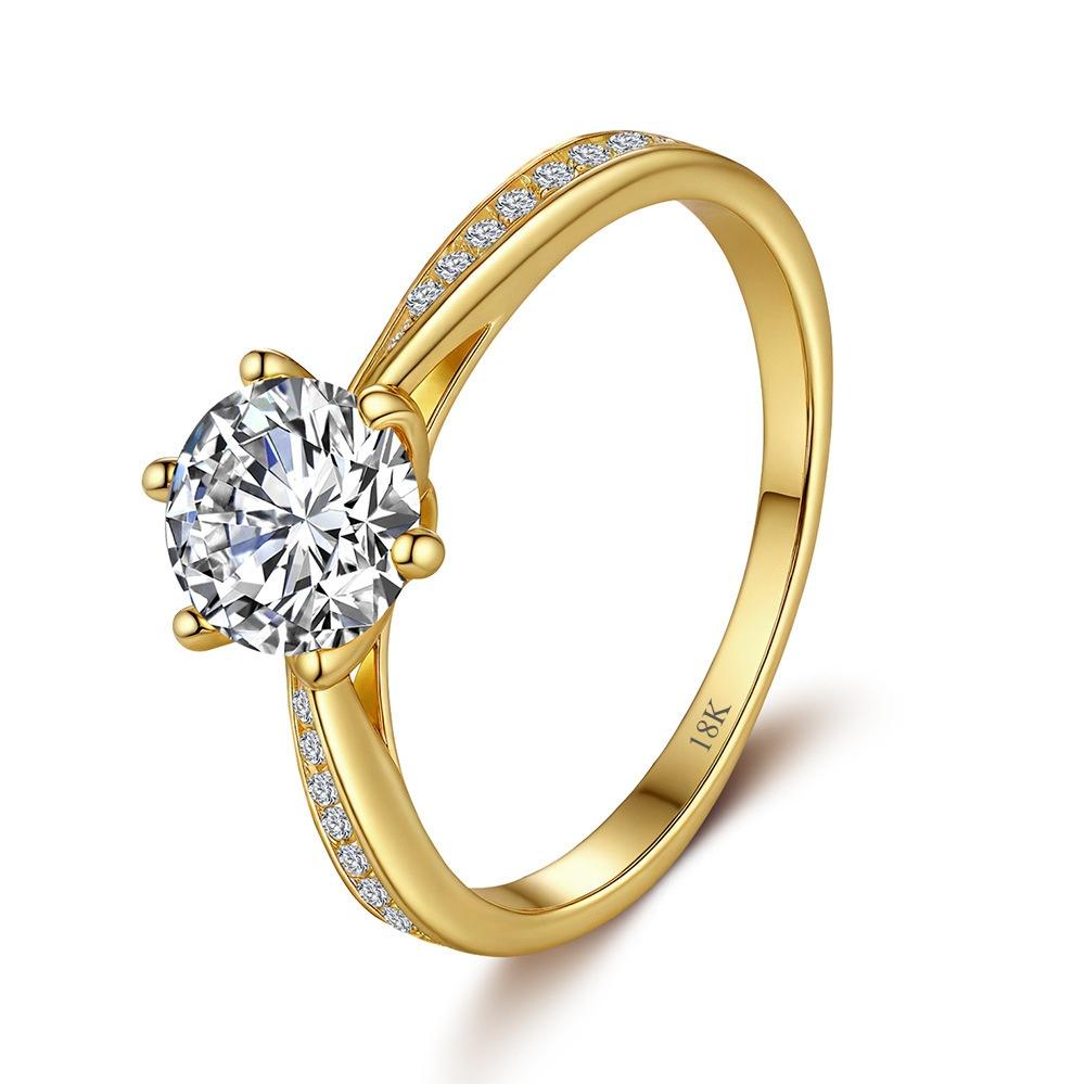 CKT 100% Tikras 18k Aukso Žiedas Moissanite 1ct Su Prabangiais Vestuviniais Papuošalais Moterims Vasaros Sužadėtuvių Dovana Nerūdijantis