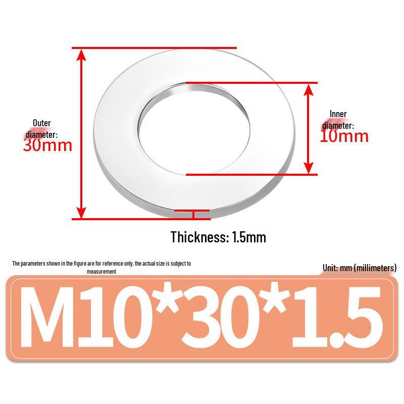 Jin Juntai Thick & Thin Stainless Steel Flat Washer, Round M10-M36