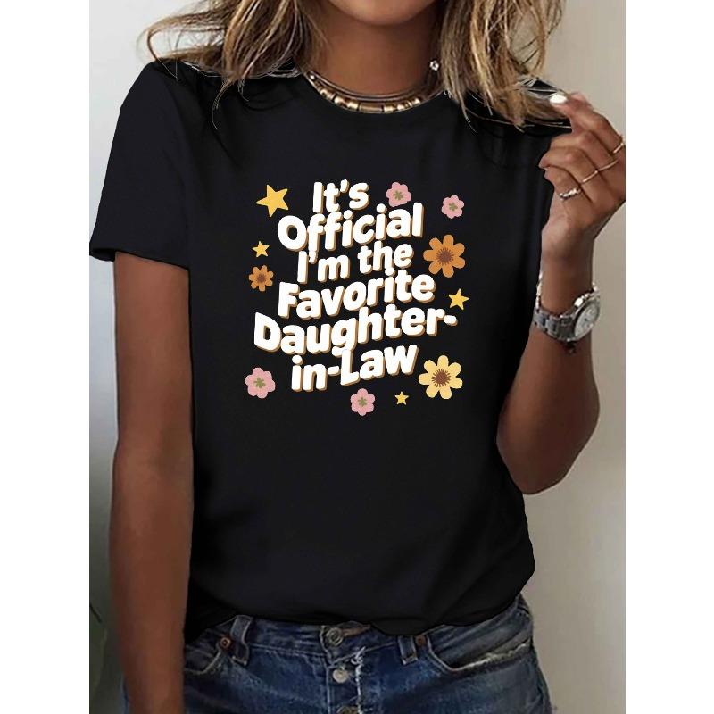 

Женская забавная футболка «Любимая невестка» с жизнерадостным цветочным принтом в виде звезды, красная, с коротким рукавом, повседневная, с надписью, юмористический семейный подарок S чёрный