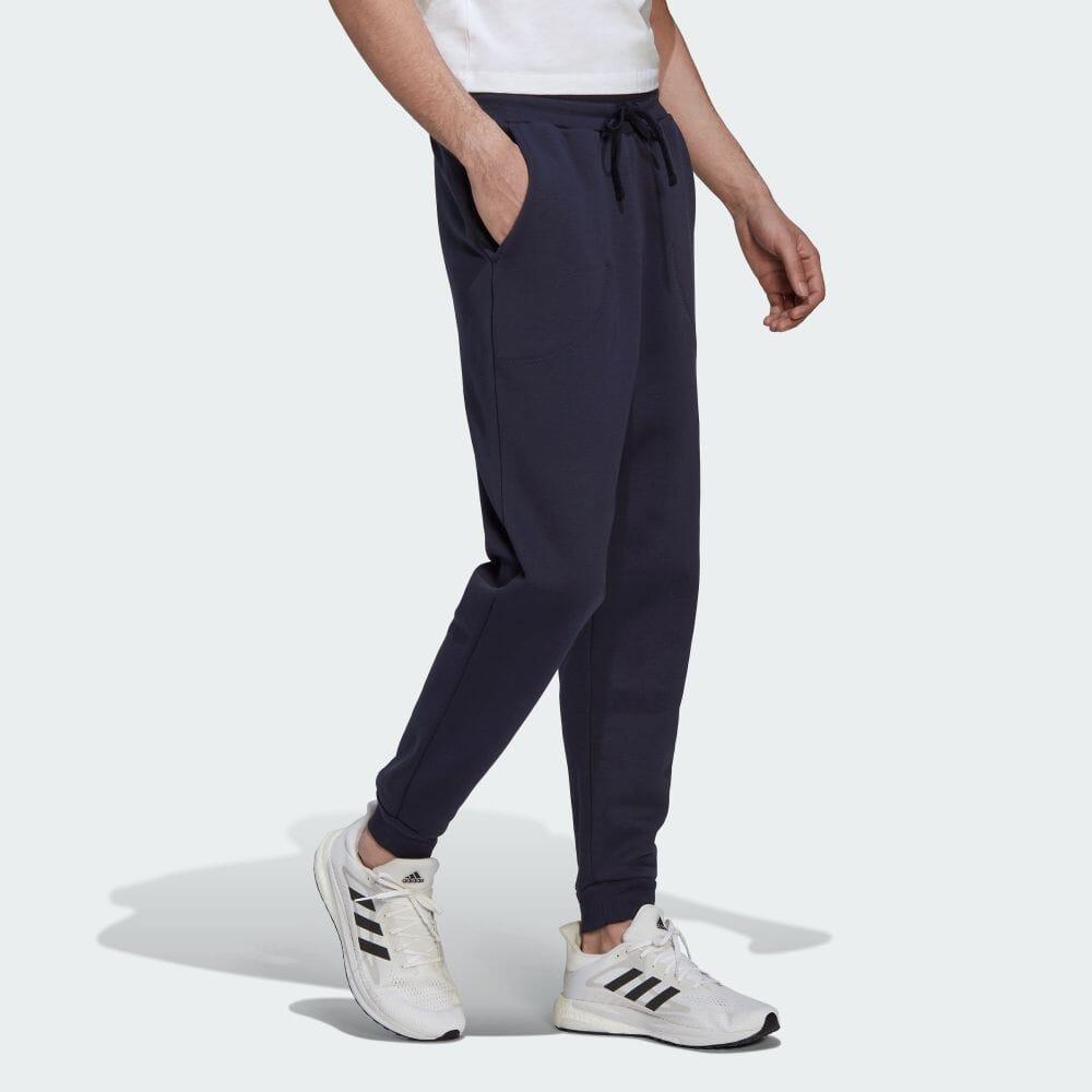 Adidas Logo Print Drawstring Cuffed Casual Pants Men Bottoms Blue HM3284