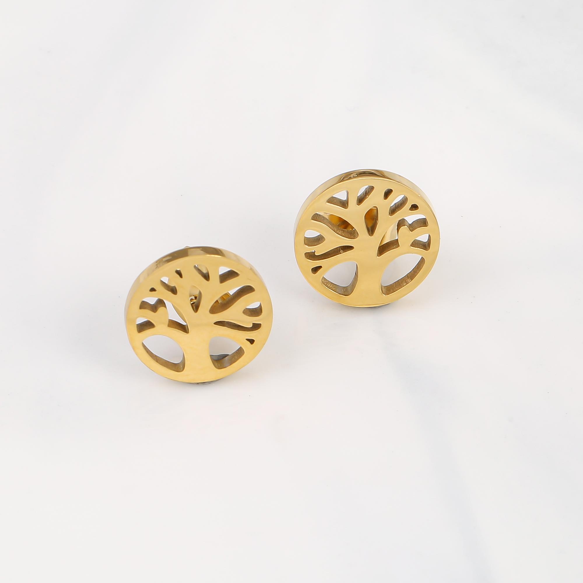 

Top Quality Gold Plated Stainless Steel Tree Of Life Necklace Earrings Bracelet 3 Pcs Zircon Set For Woman Girl Party Zircon