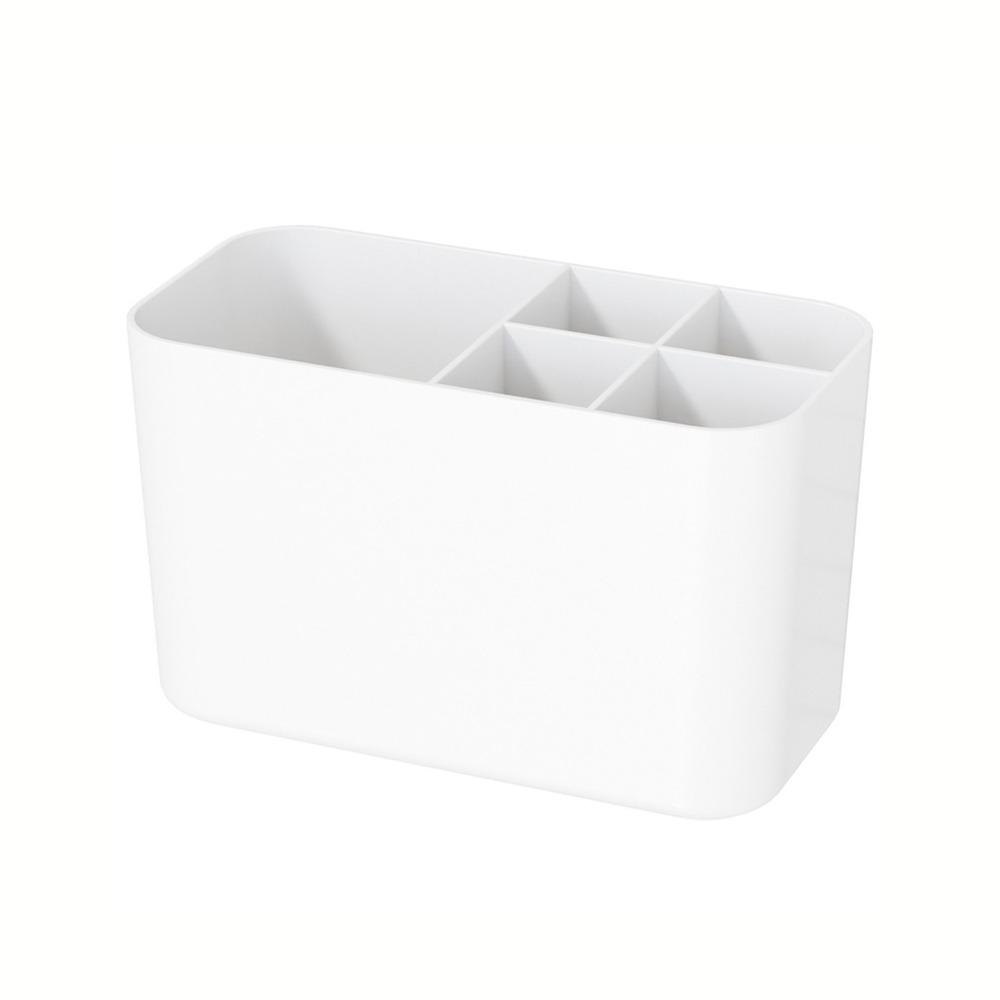 

Plastic 5 Slots Toothbrush Organizer Wall Mounted Toothpaste Holder Bathroom білий