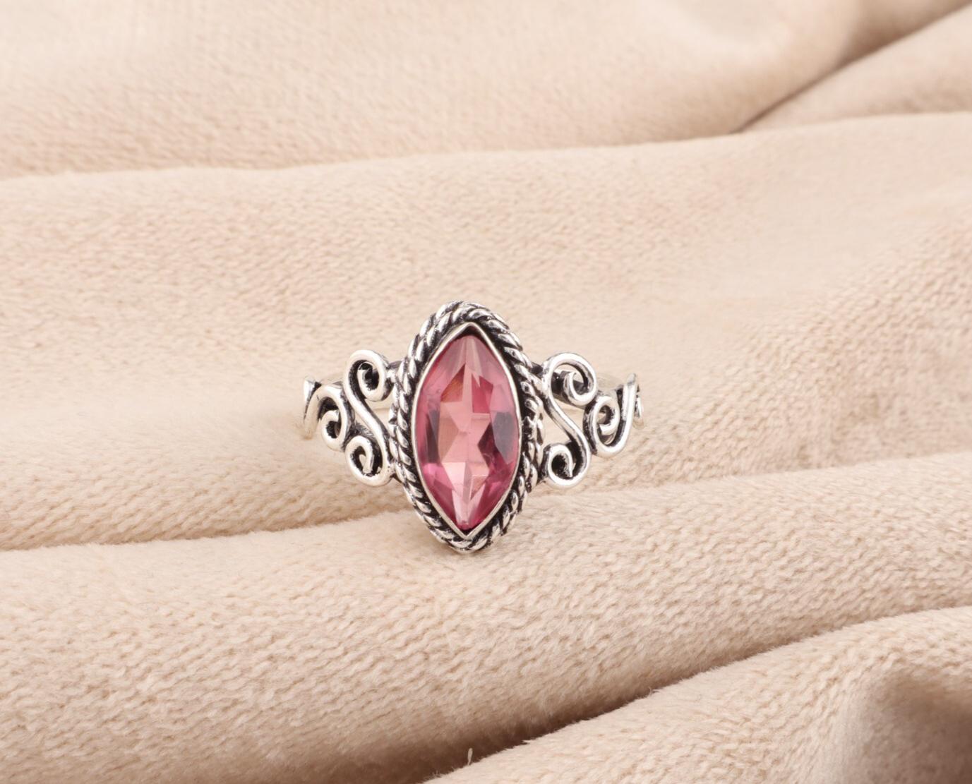 

Натуральный розовый турмалин драгоценный камень 925 стерлинговое серебро ювелирные изделия ручной работы женское кольцо PR-1-2 6.5
