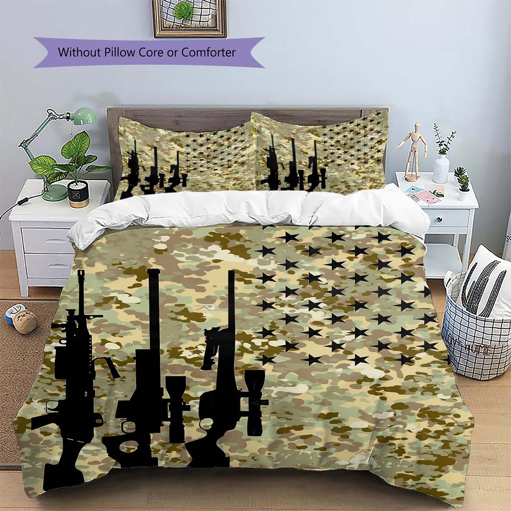 Camouflage Pattern Bedding Quilt Set Quilt Cover Pillowcase Home Decoration Gift (1 * duvet cover + 2 * pillowcase, without core)