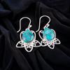 Blue Copper Turquoise Gemstone 925 Sterling Silver Trendy Jewelry Earrings 1.70" EE-40-36