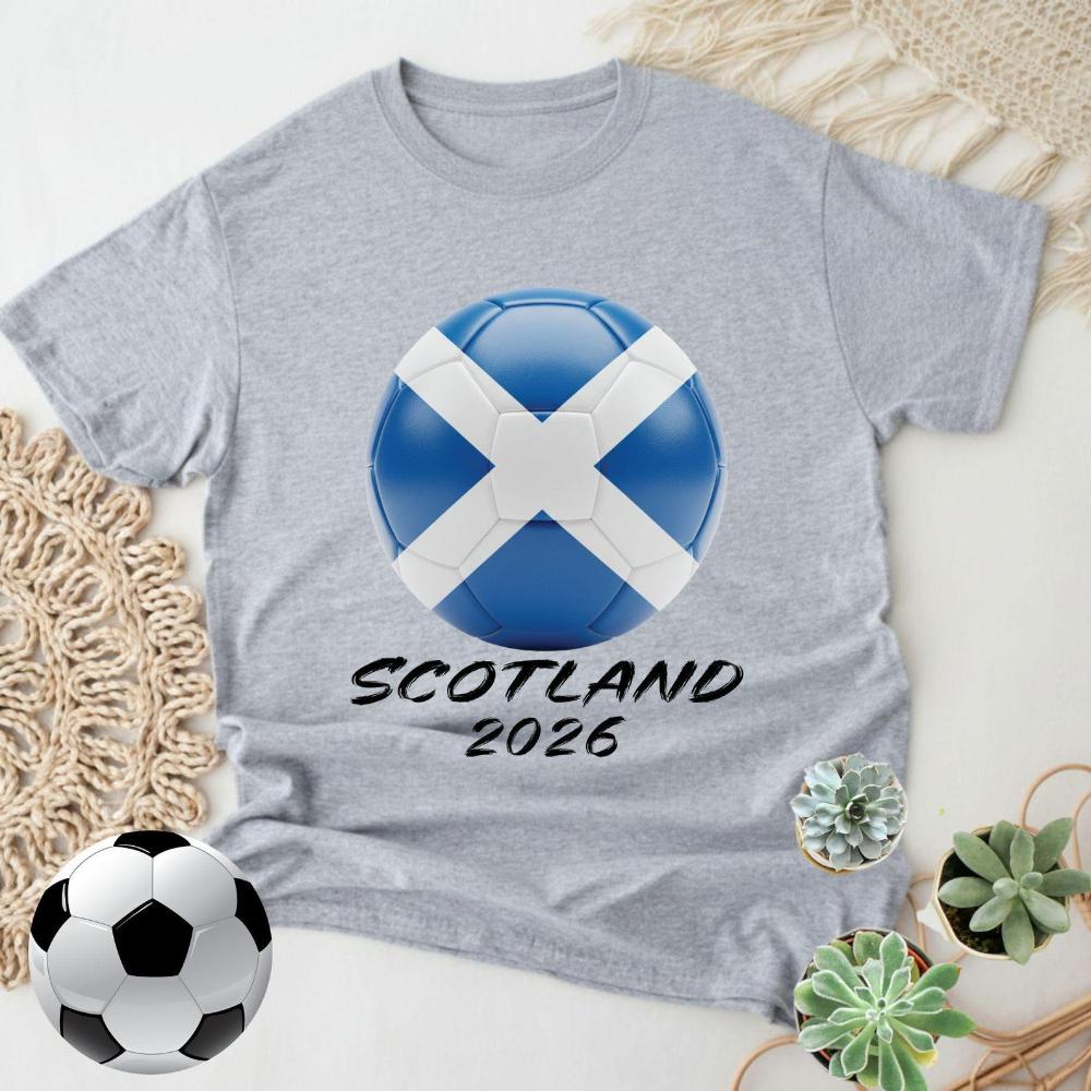Scotland 2026 Flag Soccer Ball TShirt Soccer Part Supplies Tshirt Men Women Summer Casual Fashion Crewneck Cotton Tee Tops