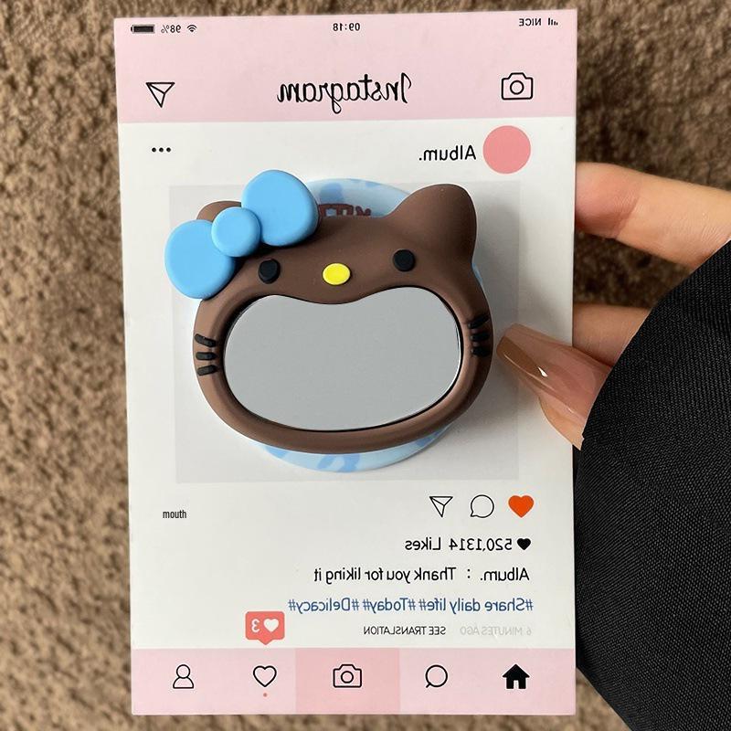 KT Cartoon Silicone Phone Holder with Retractable Airbag and Mirror