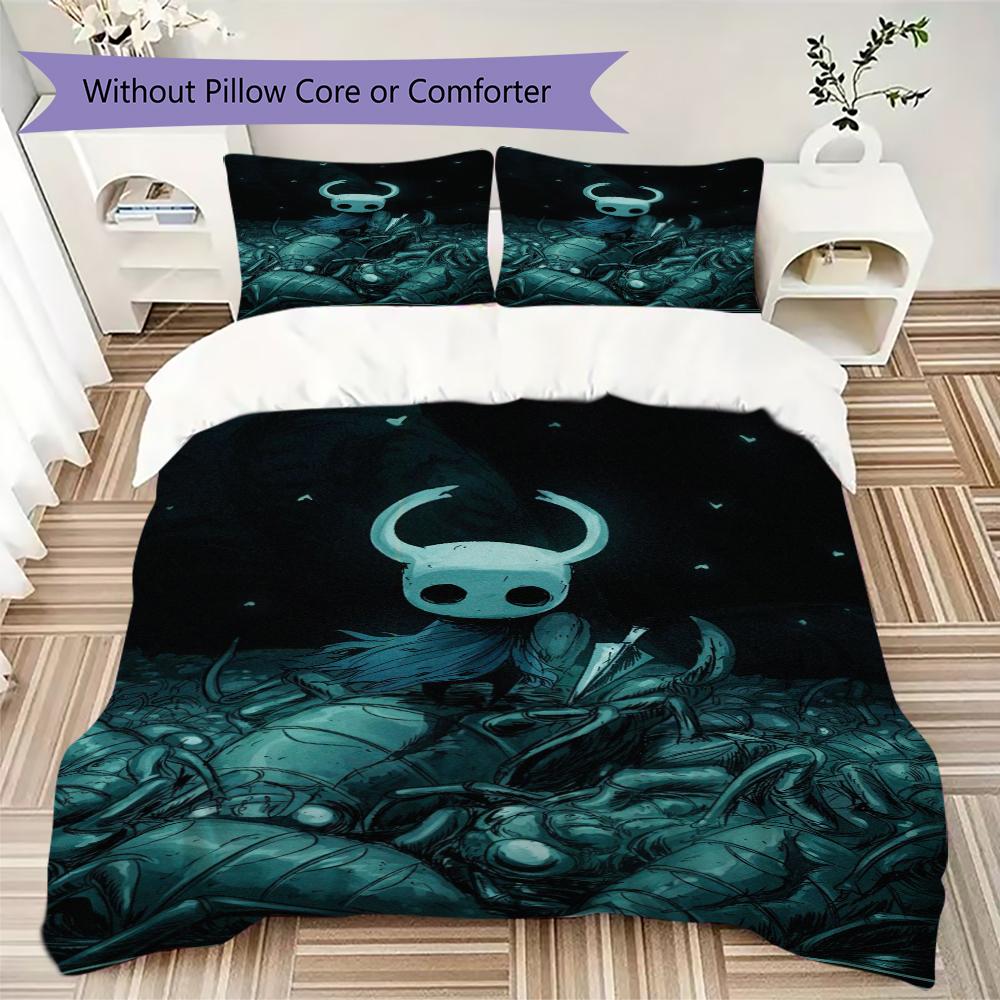 Pościel z wzorem Hollow Knight Zestaw pościeli Poszewka na kołdrę Poszewka na poduszkę Dekoracja domu Prezent urodzinowy (1 * poszewka na kołdrę + 2 * poszewka na poduszkę bez wypełnienia)43