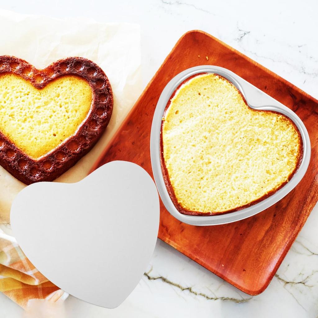 DECHOUS 6 Inch Heart Shape Cake Pan: 2Pcs Small Heart Cake Tins Aluminum 6" Non-stick Baking Molds for Mother's Day, Wedding, Party, Birthday,