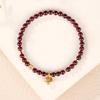 Natural Garnet Beaded Bracelet With Coin Charm Lucky Bag Pendant Boho Chic Womens Handmade Jewelry Gift