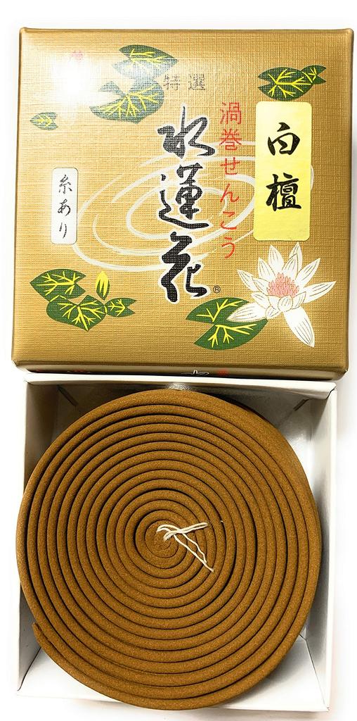 Awaji Baikondo Spiral Incense Sticks with Hanging Sandalwood Water Gentle Natural Sandalwood Approximately 12 Spiral Incense Stick String, Type,