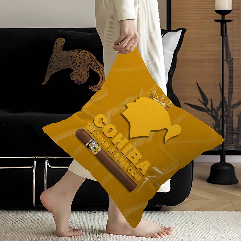 C-Cohibas Cigarette Office Cushion Pillowcase Car Cushion Cover45X45CM Lumbar Pillowcase Sofa Pillowcover