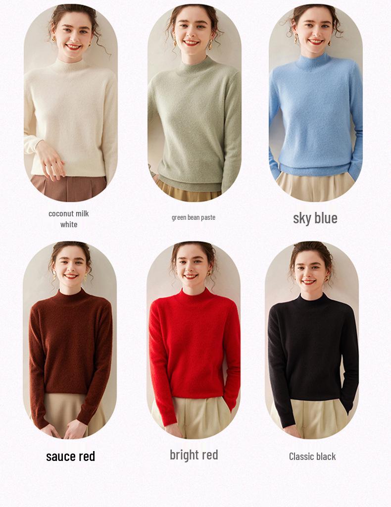 Women's Cashmere Sweater: Half-High Neck, Pullover, Soft & Comfortable, Warm Luxury Knitwear