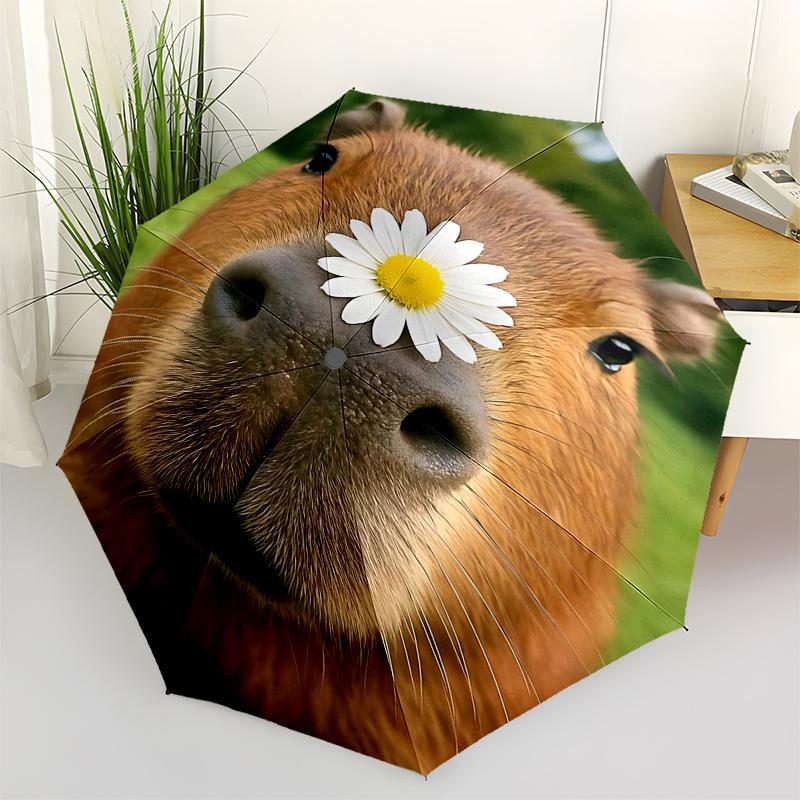 

Capybara Themed Travel Umbrella-8 Ribs Automatic Opening and Closing, Portable Folding Design, Compact and Stylish Umbrella Suitable for Out