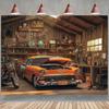 Classic Garage Workshop Tapestry: Auto Enthusiast's HavenWall Decoration Background Cloth, Bedroom Room Home Decoration