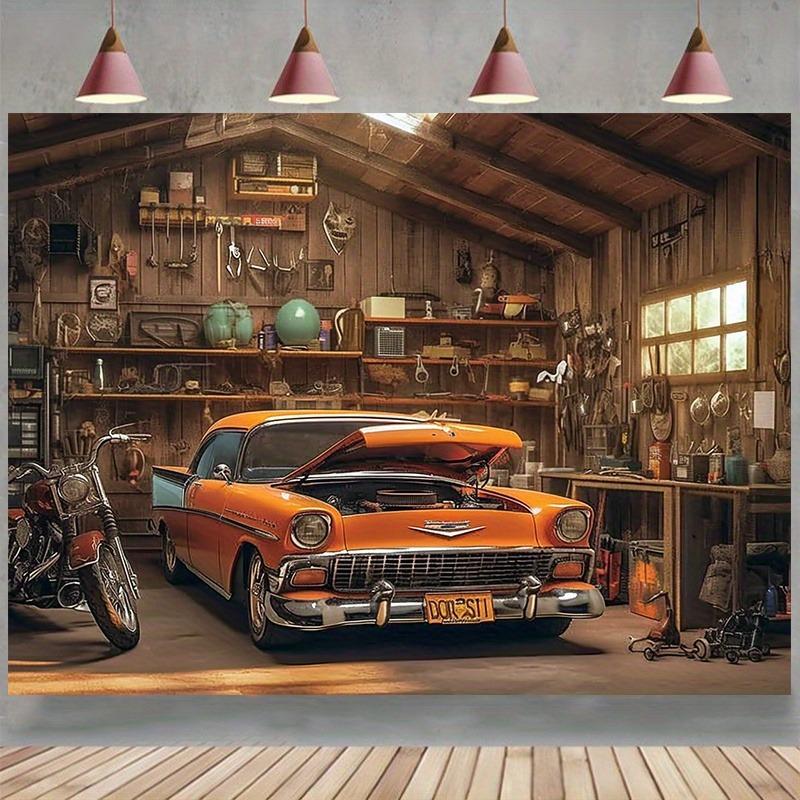 Classic Garage Workshop Tapestry: Auto Enthusiast's HavenWall Decoration Background Cloth, Bedroom Room Home Decoration