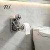 Halloween Bathroom Decorations Skeleton Toilet Paper Holder, Wall Mount Skull Tissue Gothic Alternative Interior Details Roll Organizer Stand, Spooky
