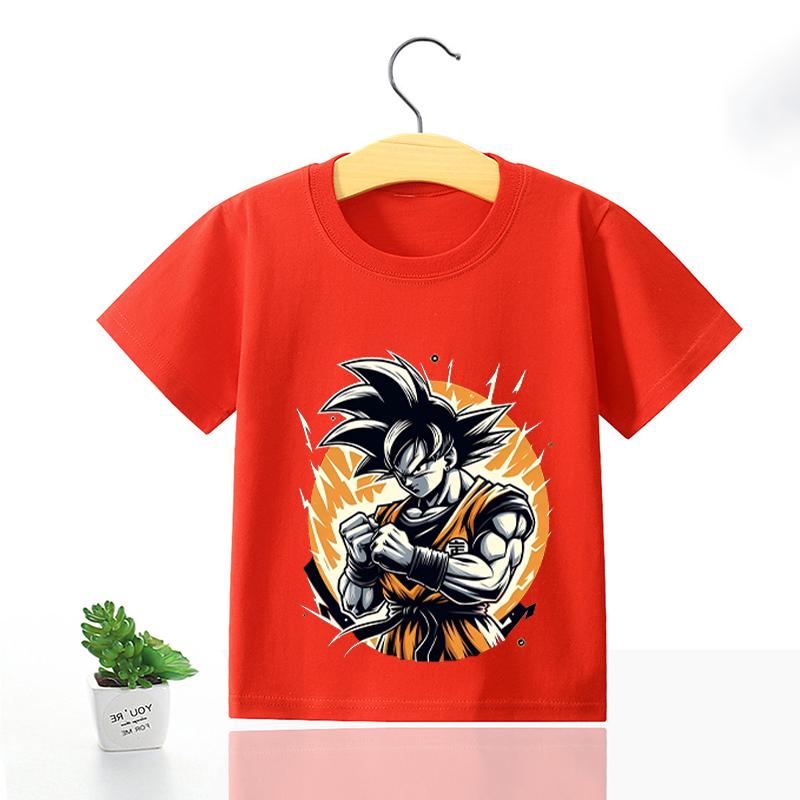 Dragons Ball Z T-shirt Goku Cartoon Anime Figures Short Sleeves Casual Kid Tee Y2K Round Neck Top Boy Summer Child Clothing Gift