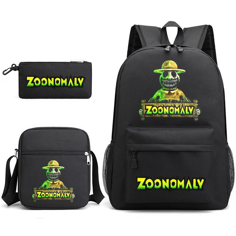Deformed Zoo School Bag Male and Female Students Three-piece Large Capacity Backpack
