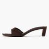 Vintage Brown Faux Suede Slippers for Women Fashion Square Toe Chunky Heel Slides Sandals Summer Sexy Open Toe Designer Shoes
