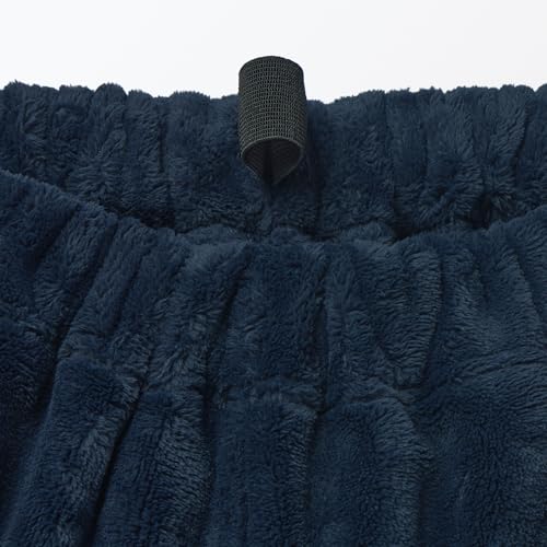 MUJI Men's Anti-Static Wearable Blanket, Stand-Up Collar Long Sleeve Pajamas, Dark Navy, Size XL (FB0ZBA5A)