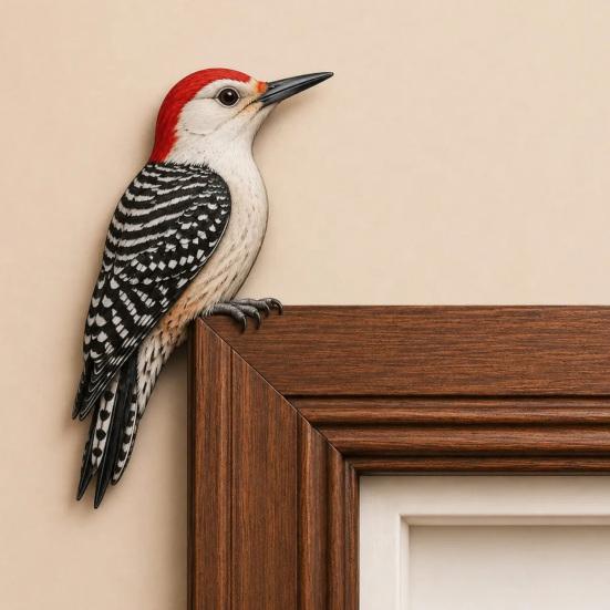 Accents de pièce inspirés par la nature, Décor Topper d'oiseau en bois pour porte, Statuette d'angle de forme adorable, Panneau décoratif en bois fait à la main, Aménagement intérieur de forêt