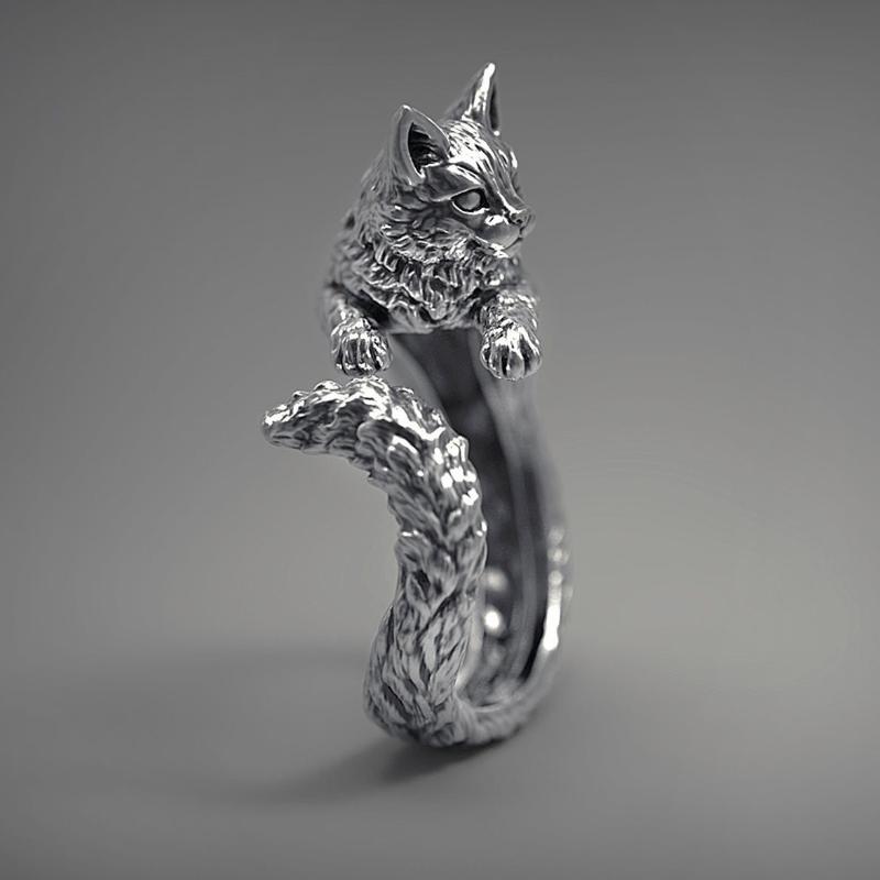 

Vintage Cartoon Black Kitten Open Ring For Men Women Personality Stylish Jewelry Accessries Gifts 1pc