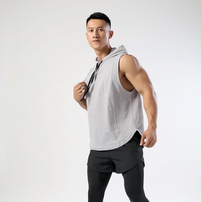 OEING Men's Hooded Sleeveless Quick-Dry Fitness Vest