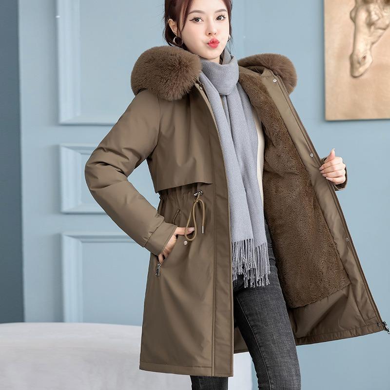 

DAFIFY Жіноча мода Повсякденні Осінь Зима Однотонний Принт Куртки та Пальта Пуховики L кавовий