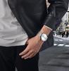 BUREI Men's Analog Quartz Watch Simple Waterproof Black Wristwatch Popular Stylish Gentleman Business Casual Men's Watch (Silver)