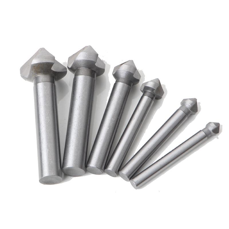 Tri-Edge 90° High-Speed Steel Chamfer Tool Set for Woodworking, Milling, and Countersink Drilling.