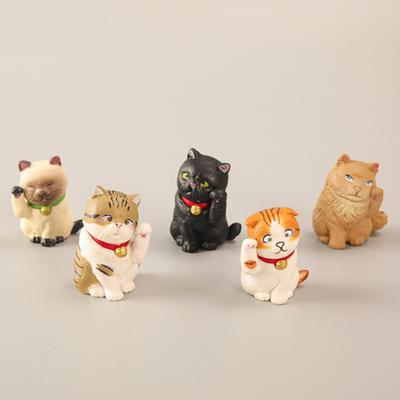 5Pcs Lucky Cat Model Creative Waterproof Compact Delicate Miniature Lucky Cat Toy for Children