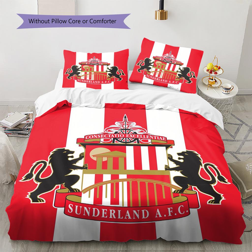 Sunderland AFC Pattern Bedding Quilt Set Home Decoration Gift (1 * Duvet Cover + 2 * Pillowcase Without Core)
