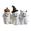 Halloween Ghost Figurine Cute 3 Ghosts Holding Hands Statue Resin Tabletop Ornament for Indoor Bookshelf Windowsill Decor