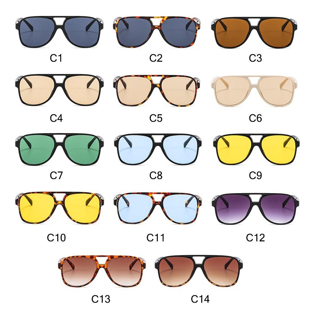 Retro Übergroße Piloten-Sonnenbrille mit Doppelsteg UV400-Schutz Klassische 70er Sonnenbrille Gelbe Fahrbrille für Damen & Herren