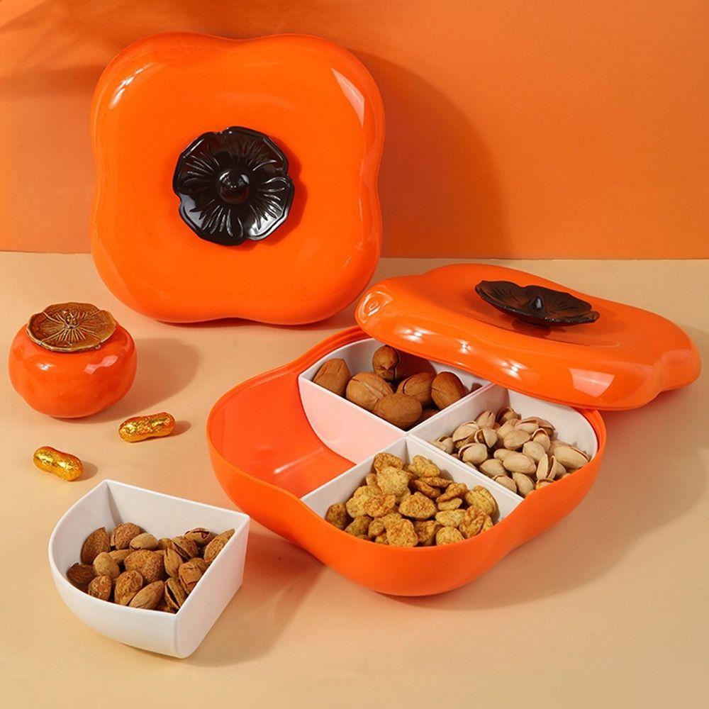 

Plastic Dried Fruit Container 4 Grids Compartment Snack Tray Nuts