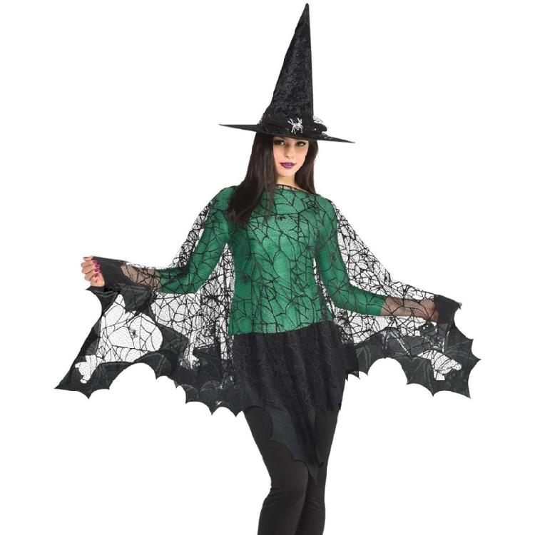 Halloween Webs Shawl Poncho for Women Lady Dark Shawl Proms Sexy Lace