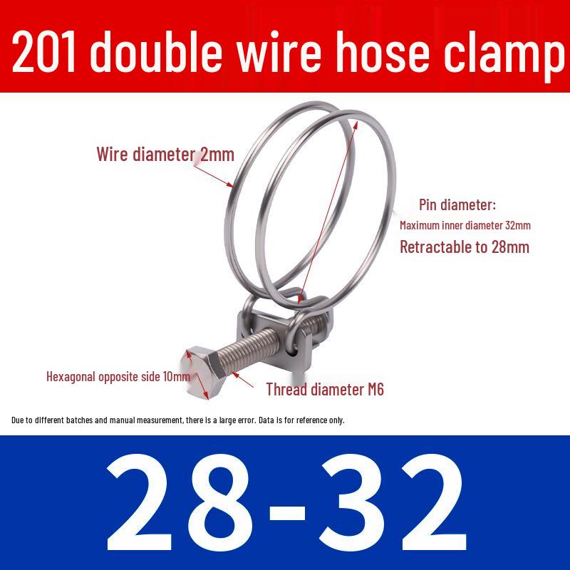 Doppeldraht-Schlauchschelle aus Edelstahl für Feuer-, Wasser-, Gasleitungen - Verdickt