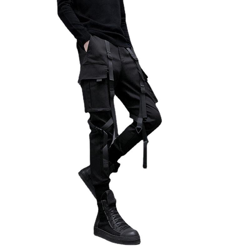 Men's Fashion Brand Loose-Fit Overalls: Cuffed, Straight-Leg, Trendy Hip-Hop Trousers for Comfort and Versatility.