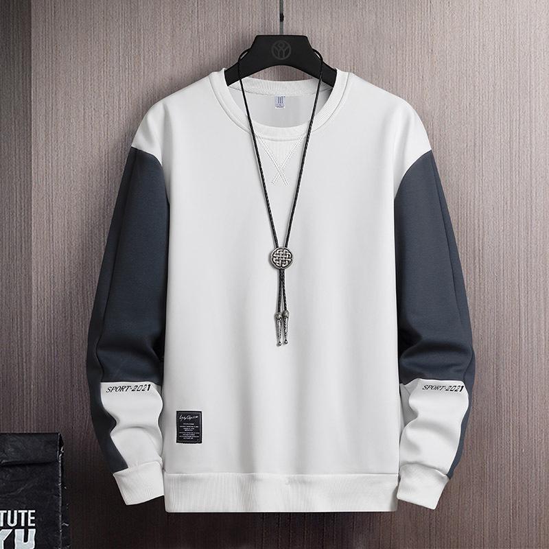 Men s Loose Long Sleeve Crew Neck Sweatshirt - 2026 Spring Korean Style M белый