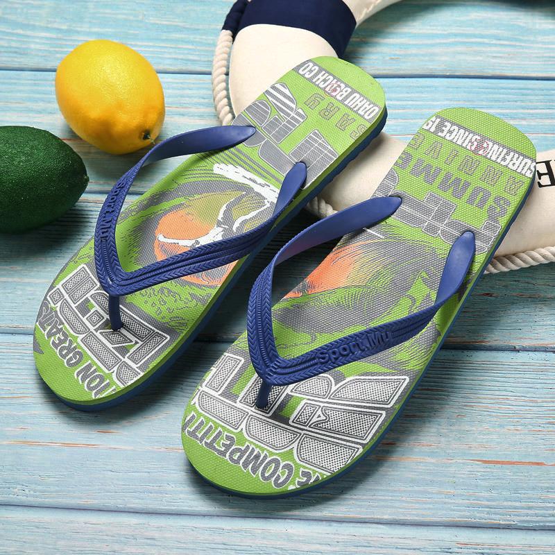 Cheap Summer Man Flip Flops Non-slip Beach Slippers Men Outdoor Green Men's Flip-Flops Fashion Slides Flat chinelo masculino