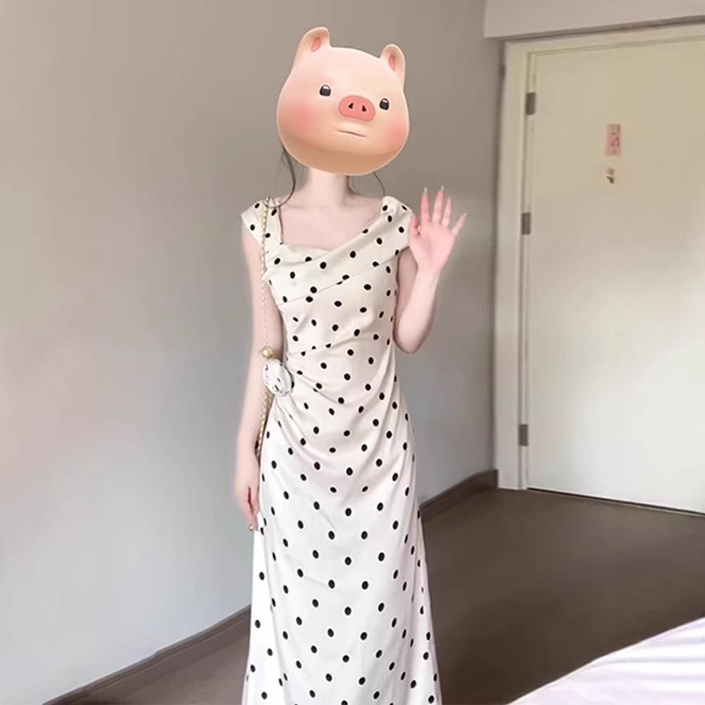 Petite Polka Dot White Summer Dress 2026: Waist-Cinched, Hip-Hugging, Long Dress with High-End Style and Elegance