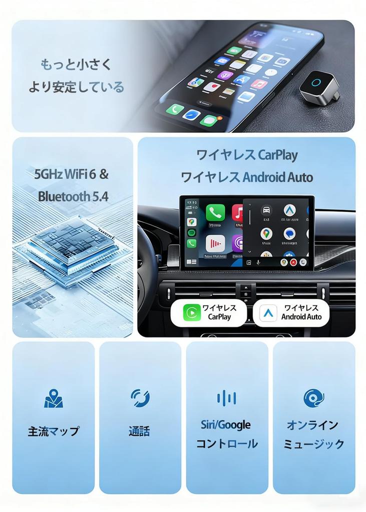 AUSATOYN Wireless CarPlay and Android Auto MINI for Compatible with Genuine Wired Auto Compatible Bluetooth Plug Automatic Compatible with Over of