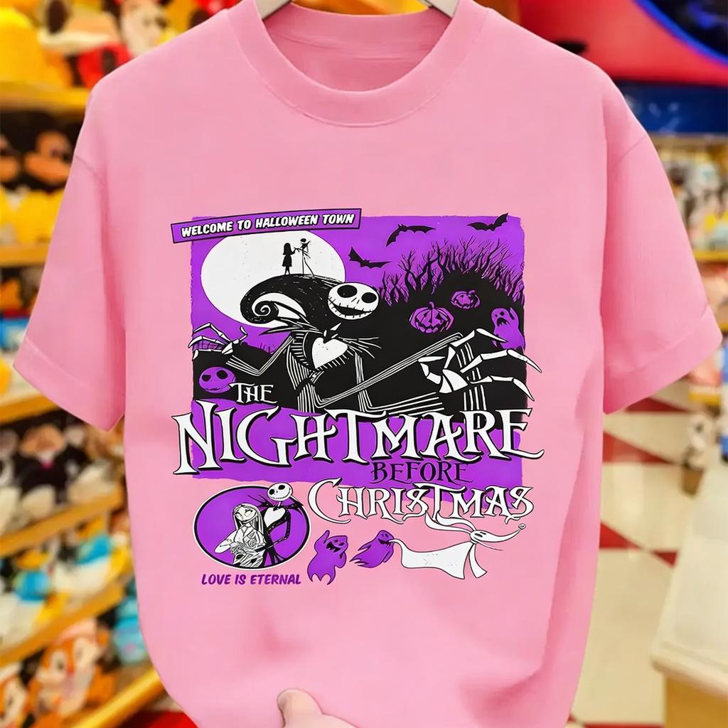New Cartoon Nightmare Before Christmas Cartoon Graphic High Quality Print Womens Short Sleeve Loose Casual TShirt