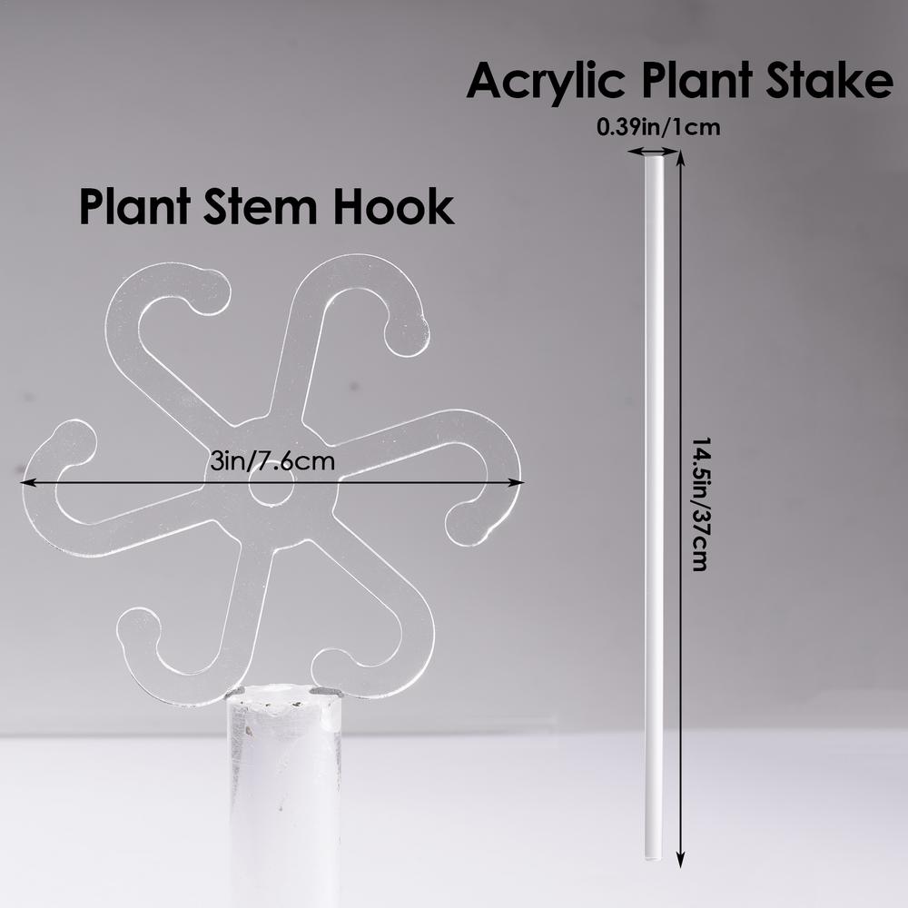 Plant Stem Hook With Stake Holder Clear Acrylic Plant Holder Hook Climbing Plant Support Clips for Orchid Rose Flowers
